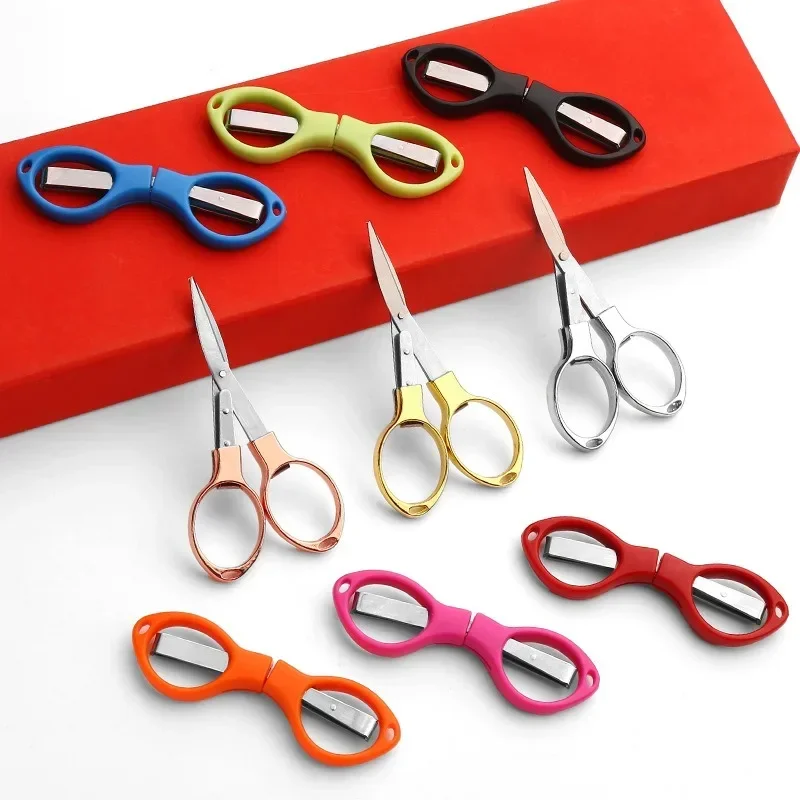 

Solid Color Folding Scissors Portable Stainless Steel Stretch Scissors Multifunction Handmade Crafts DIY Tool Office Stationery