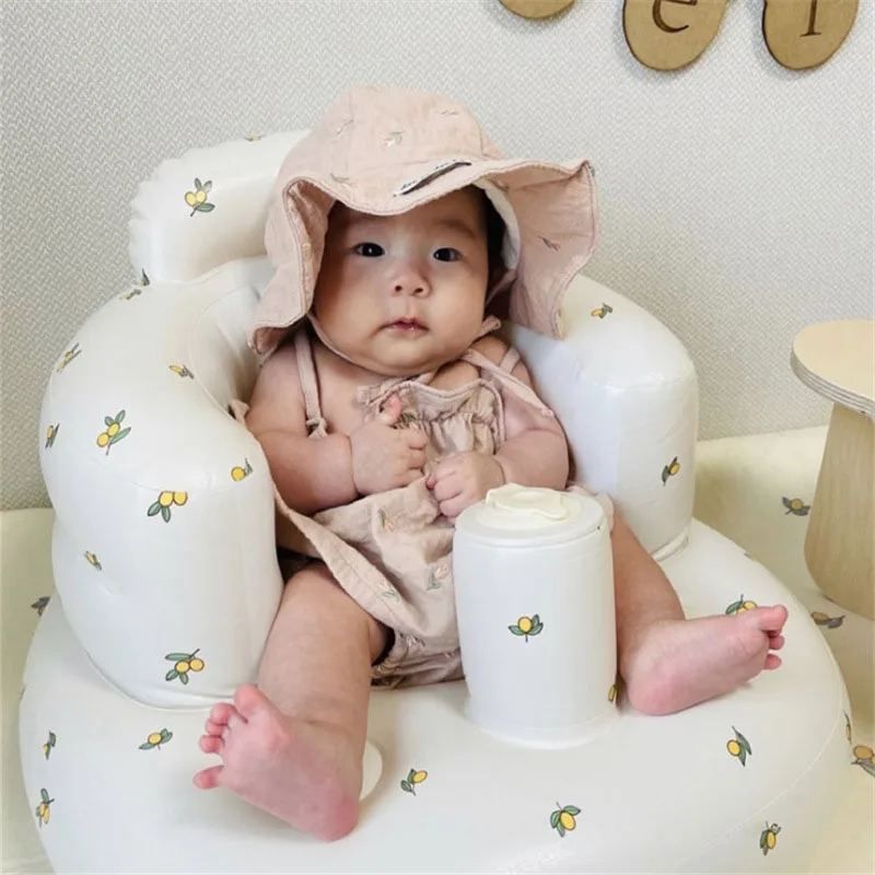 New Infant Shining Inflatable Sofa - Portable Bath Chair, PVC, Multifunctional, Perfect for Baby\'s Bath Time & Practice Sitting