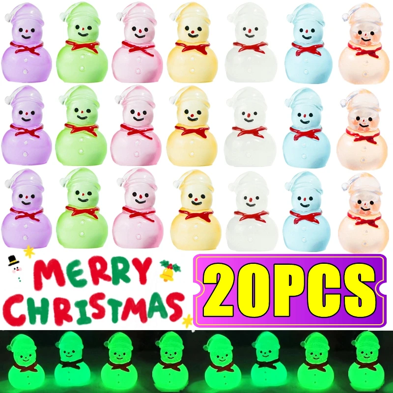 5-20 قطعة صغيرة مضيئة الراتنج عيد الميلاد ثلج حلية توهج في الظلام مصغرة الشكل ثلج صغير لتقوم بها بنفسك دمية الديكور