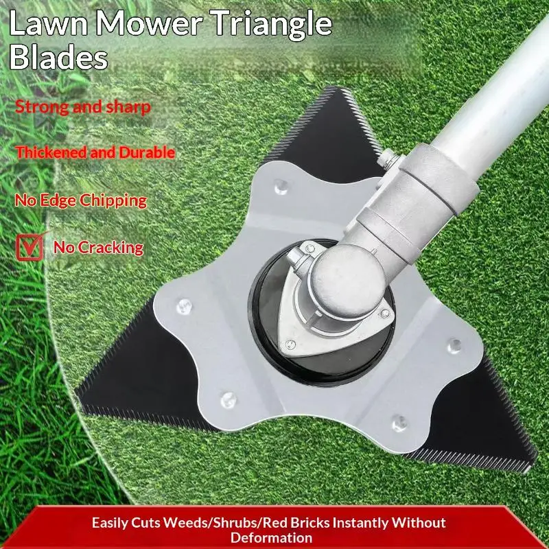 Three Tooth Triangular Lawnmower Blades 2mm/3mm Thick Sharp Sturdy Durable Replaceable Blades Saving Time And Effort
