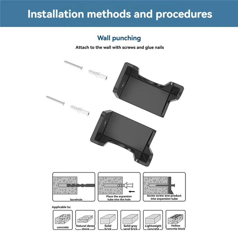 A97I-Supporto per presa multipla a parete Supporto da parete per presa multipla Tablet Telefono cellulare Staffa autoadesiva o senza punzonatura