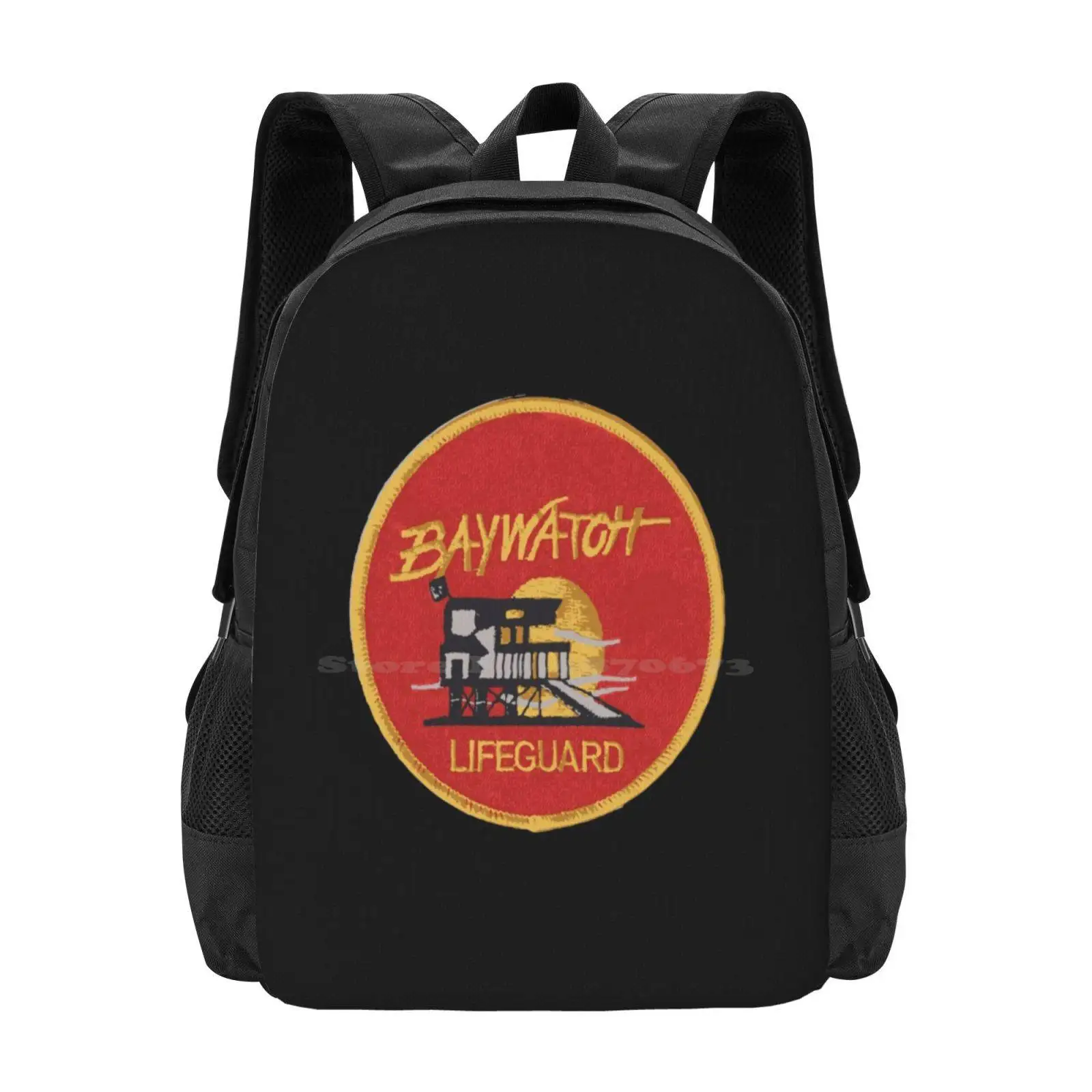 

Baywatch Badge-Uniform Large Capacity School Backpack Laptop Bags Baywatch Lifeguard Emerald Bay Florida Mitch Buchannon Matt