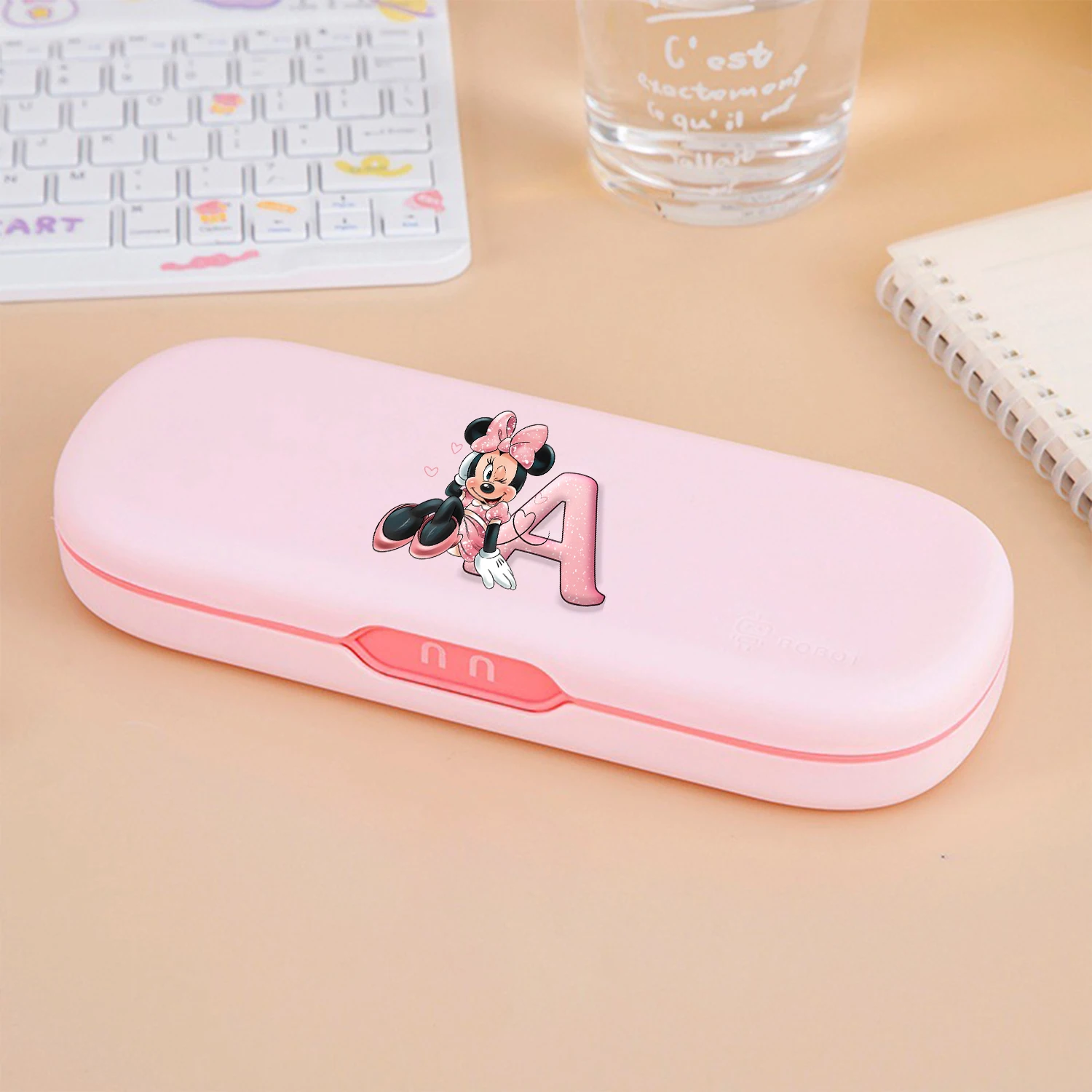

Disney Minnie Mouse Pencil Box A-Z Letter Cartoon Pen Case Kawaii Art Supplies Plastic Pen Bags Student Office Stationery Gift
