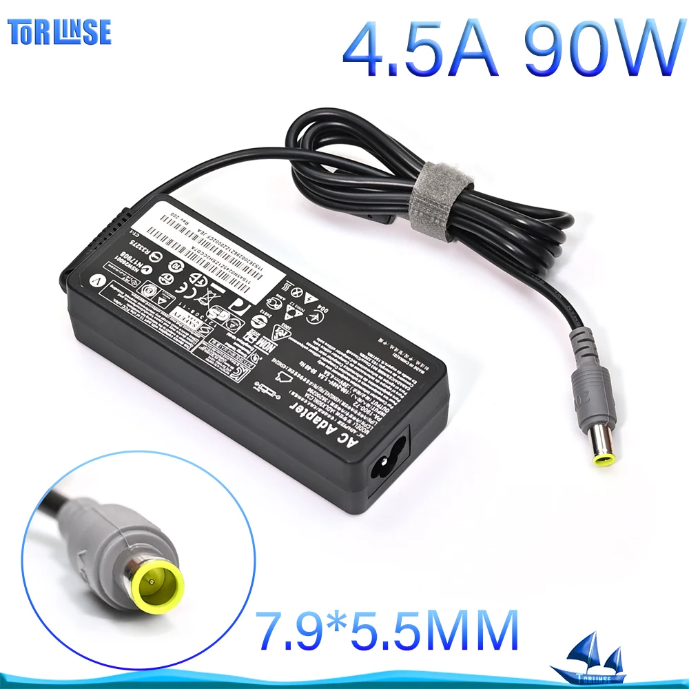 Adaptador AC de 20V 4.5A 90W 7.9*5.5mm 8 pinos para laptop, compatível com T6 R6 Z6 X6 X200 X300 3000 C100 T60 E125 E430 E530 E4, carregador para notebook.