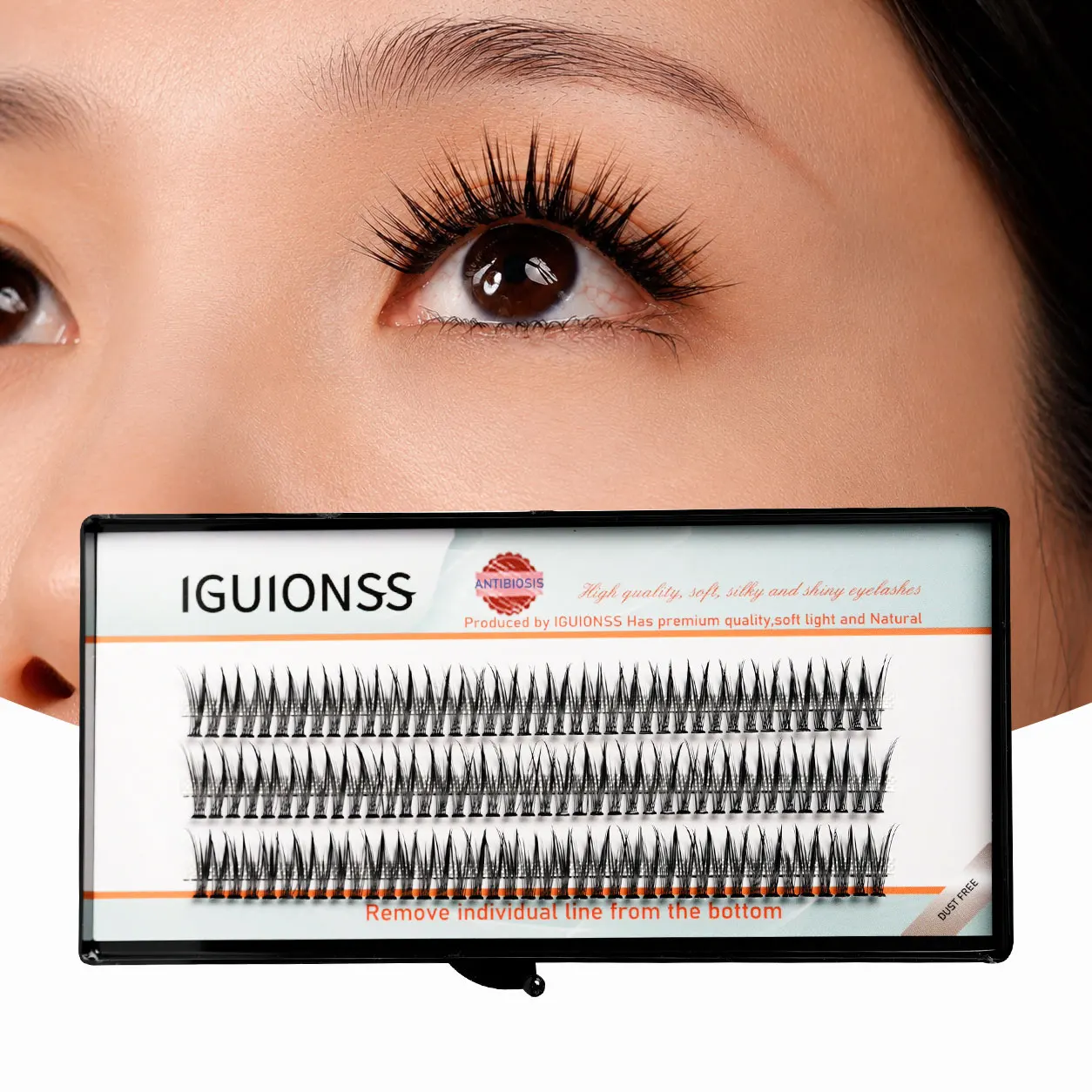 LINYAGSSE IG210 Extensions de cils DIY, cils effilés en grappes, faux cils segmentés, extensions de cils individuels naturels, outils de maquillage