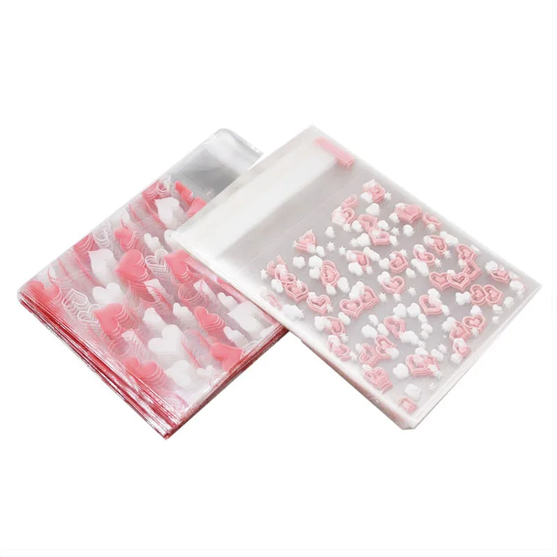 100pcs 7x7CM Flower Pattern Cake Cookie Packaging Bag&Gift Candy Bags DIY Self Adhesive Pouch Wedding Birthday Party