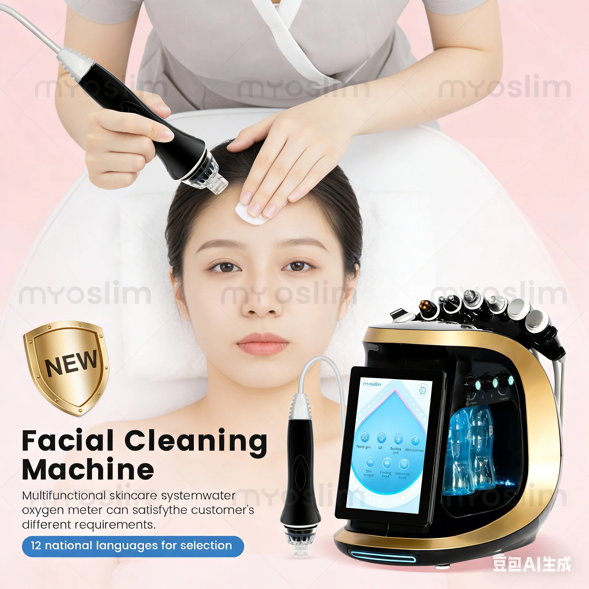 7-in-1 Jet Peel Water Oxygen Bubble Machine Facial Peeling Anti Aging Skin Analysis Care Tool