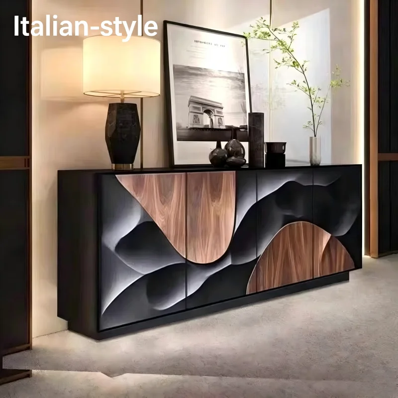 Solid Wood Entryway Cabinet Wall-Side Storage Design for High-End Villa Directly opposite Living Room Designer's Choice