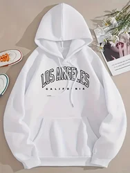 Trendy LA Letter Print Womens Hoodie - Comfortable Drawstring Hoodie Sleeve Casual Sweatshirt for Stylish Wardrobe