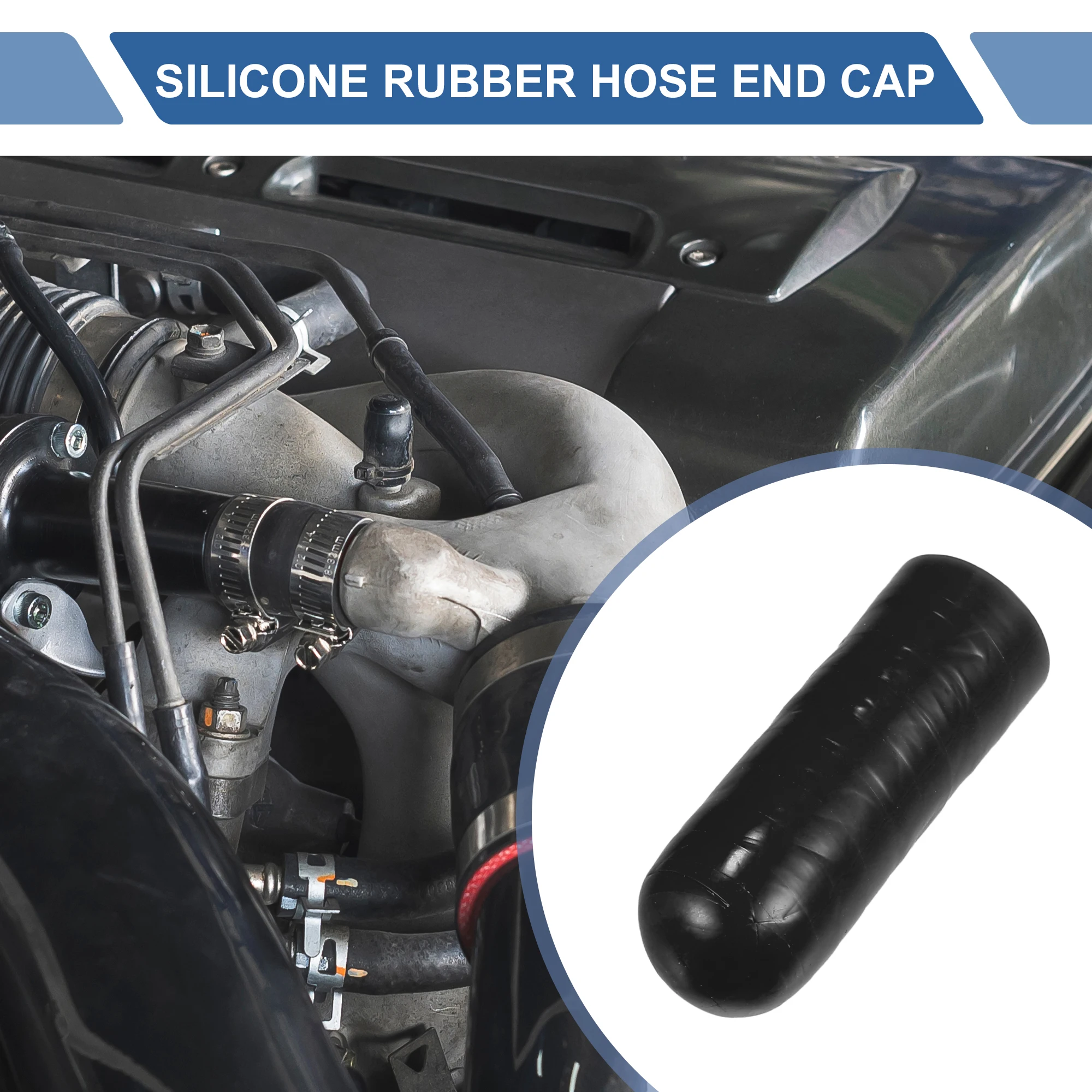 UXCELL 1 Pcs 6 TO 40mm ID Black Car Silicone Rubber Hose End Cap Silicone Reinforced Blanking Cap for Bypass Tube Universal