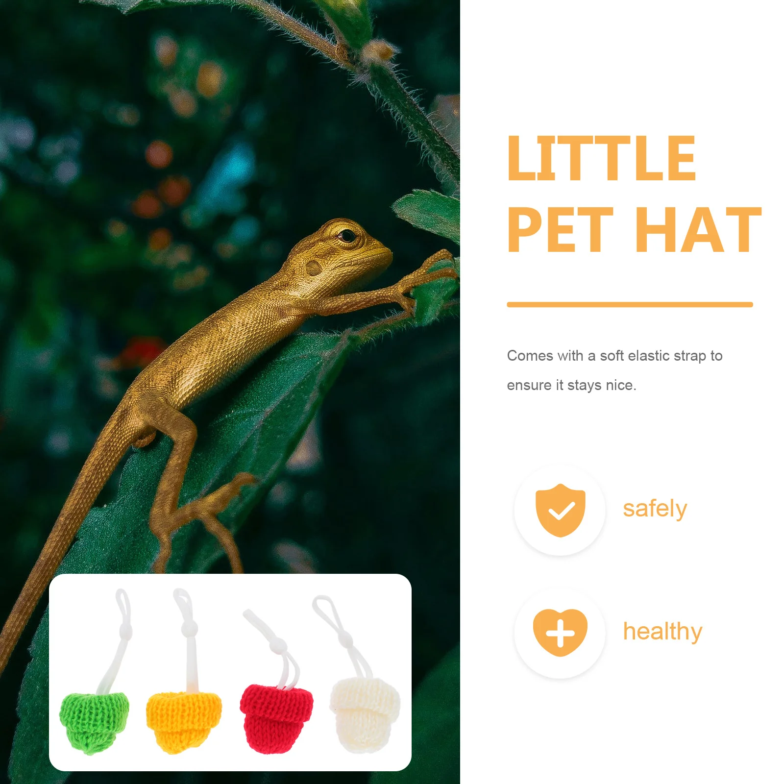 

8Pcs Pet Hats Reptiles Woolen Yarn Adjustable Elastic Strap Lightweight Lizard Headdress Party Decoration Reptiles Hat