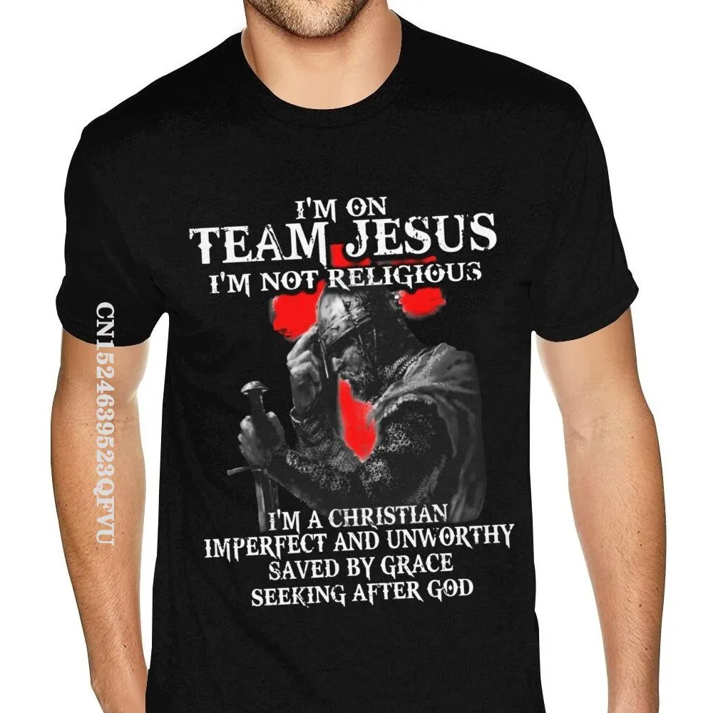 Knight Templar I'm On Team Jesus Tee Gentlemen America Brand Tee Shirt Man Gothic Style Anime Tshirt Low Price Branded