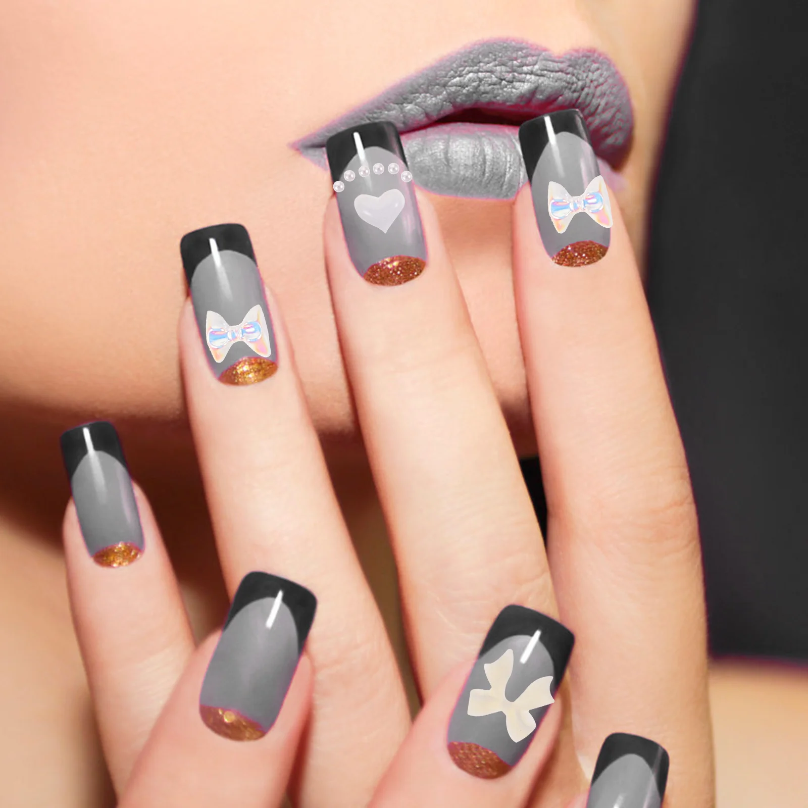 Kryształki do zdobienia paznokci, kamienie, biżuteria, zawieszki, dekoracje 3D, akcesoria do stylowych, personalizowanych wzorów, manikiur, srebrne perły do paznokci.