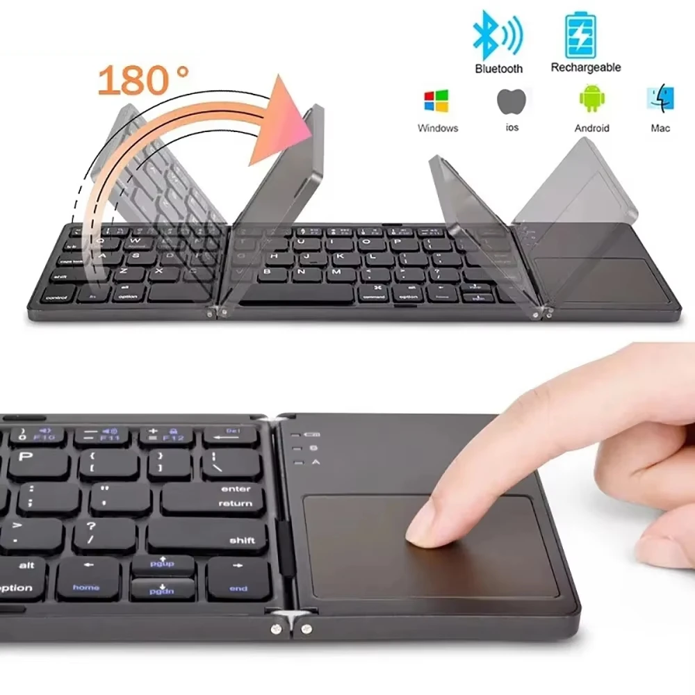 Keyboard Wireless Folding Bluetooth Keyboard With Touchpad For Windows Android IOS Phone Multi-Function Button Mini Keyboard