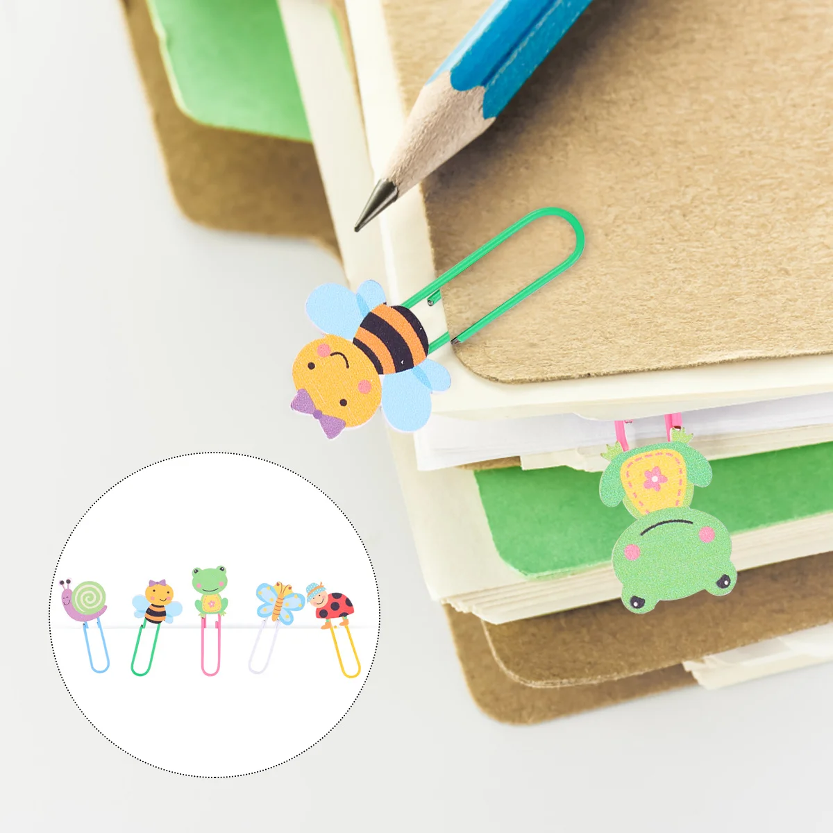 

50Pcs Assorted Animal Paper Clips Reusable Wooden Plastic Clips for Organizing Documents Photos At School Office Home
