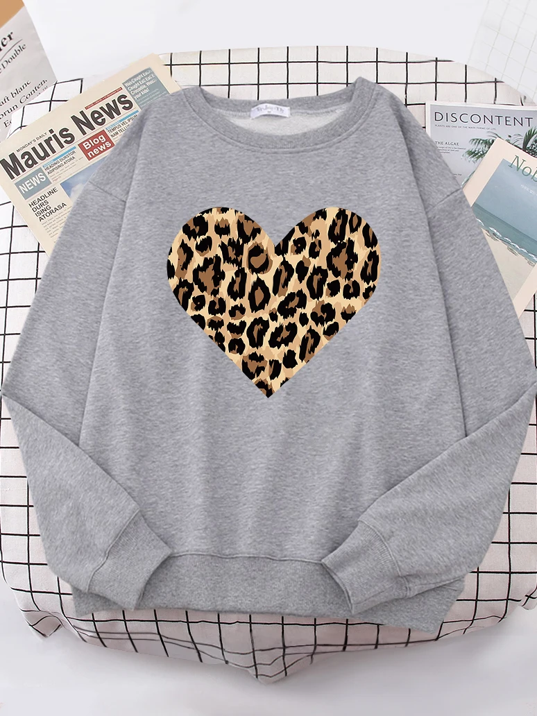 Creative Leopard Love Pattern Women\'s Hoodies Fashion Casual Hoodie hip hop S-XXL Hoody Oversize High Quality Sportswears Female