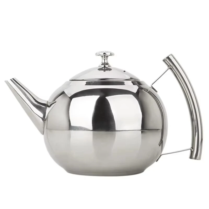 

1.5L Thickened Stainless Stee Teapot With Tea Leaf Filter Infuser Hotel Coffee Pot Restaurant Silver Color Kettle Tea Pot