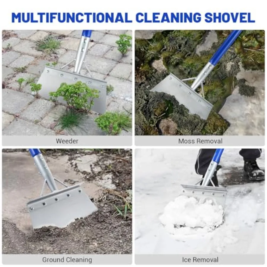 مجرفة ثلج شديدة التحمل مع 52 مقبض قابل للتعديل لإزالة الثلوج الفعالة، تنظيف الرصيف، كرا الثلج متعددة الوظائف