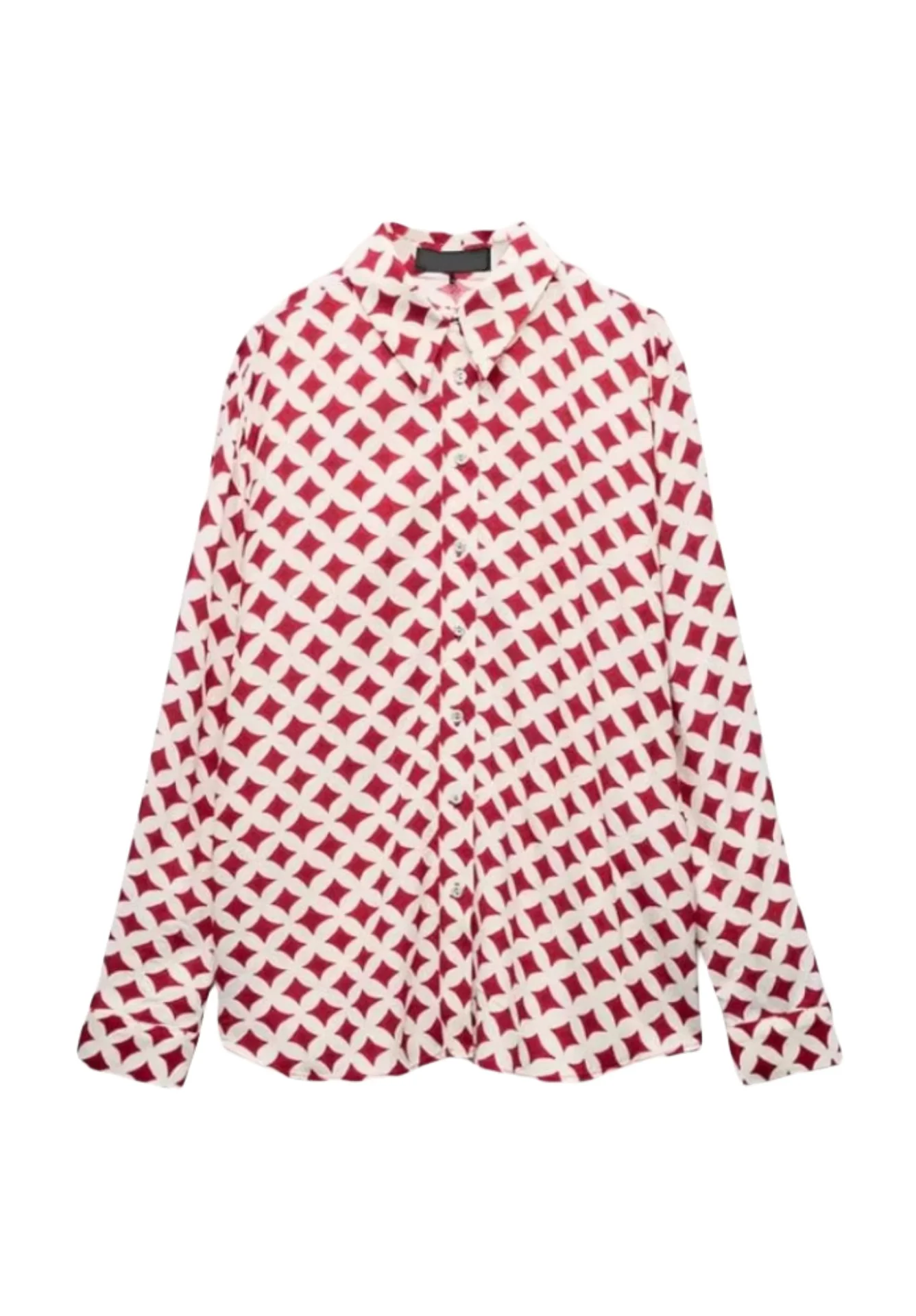 

Summer 2024 Sweet Trendy Casual Loose Long Sve Turn-down Collar Printed Drapey irt Women's Faion Classic Sle Loose Fit