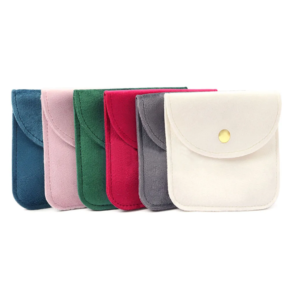 Snap Button Jewellery Pouch Soft Velvet Bag Envelope Jewelry Bag Necklace Bracelet Storage Bag Wedding Gift Bags Packaging Bag