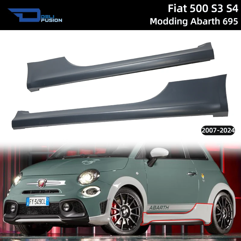 Faldones Laterales para Fiat 500 S3 S4 Modding Abarth 695 2007-2024, Accesorios Exteriores Modificados para Automóvil