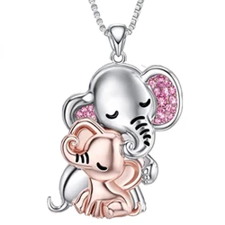 Fashion Elephant Necklace Two-color Stainless Steel Animal Pendant Engagement Necklaces for Women Animal Jewelry Halloween Gift