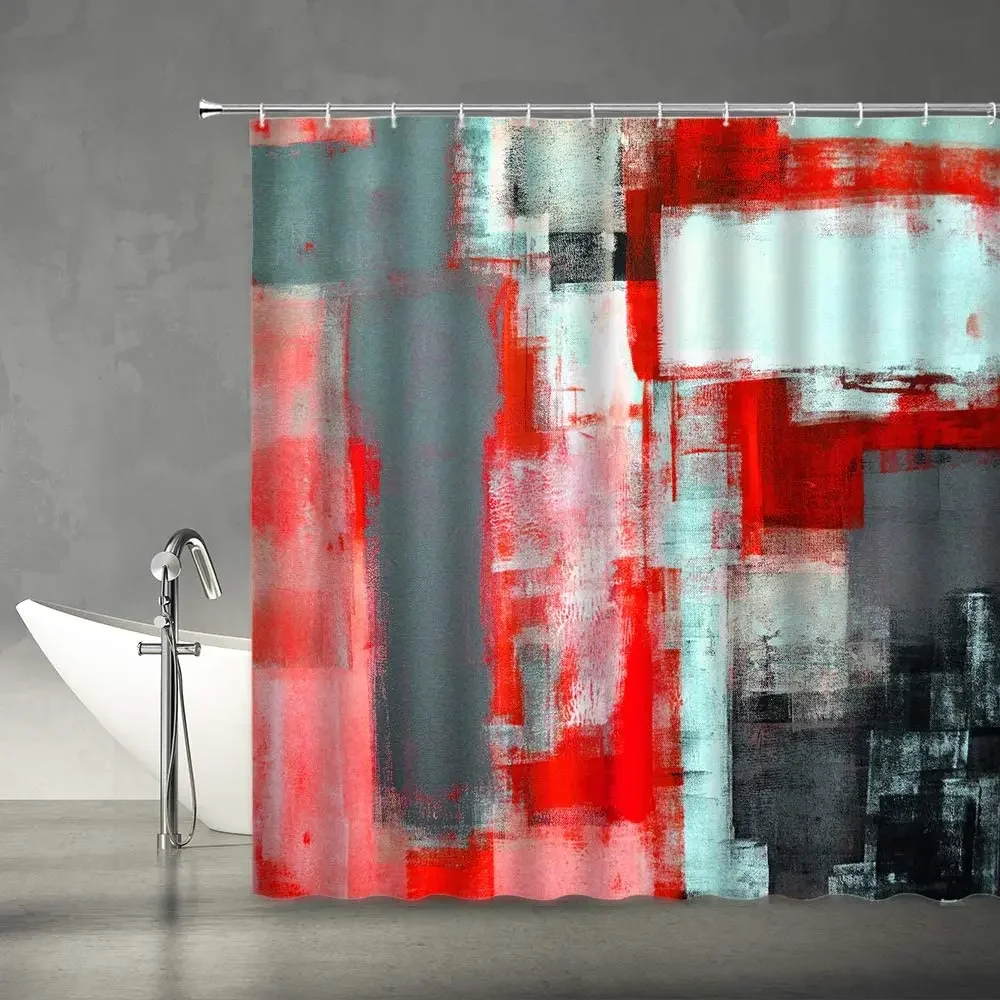 Gray and Yellow Shower Curtain Abstract Art Grunge Style Brushstrokes Oil Painting Ombre Design Modern Fabric Bathroom Decor Set