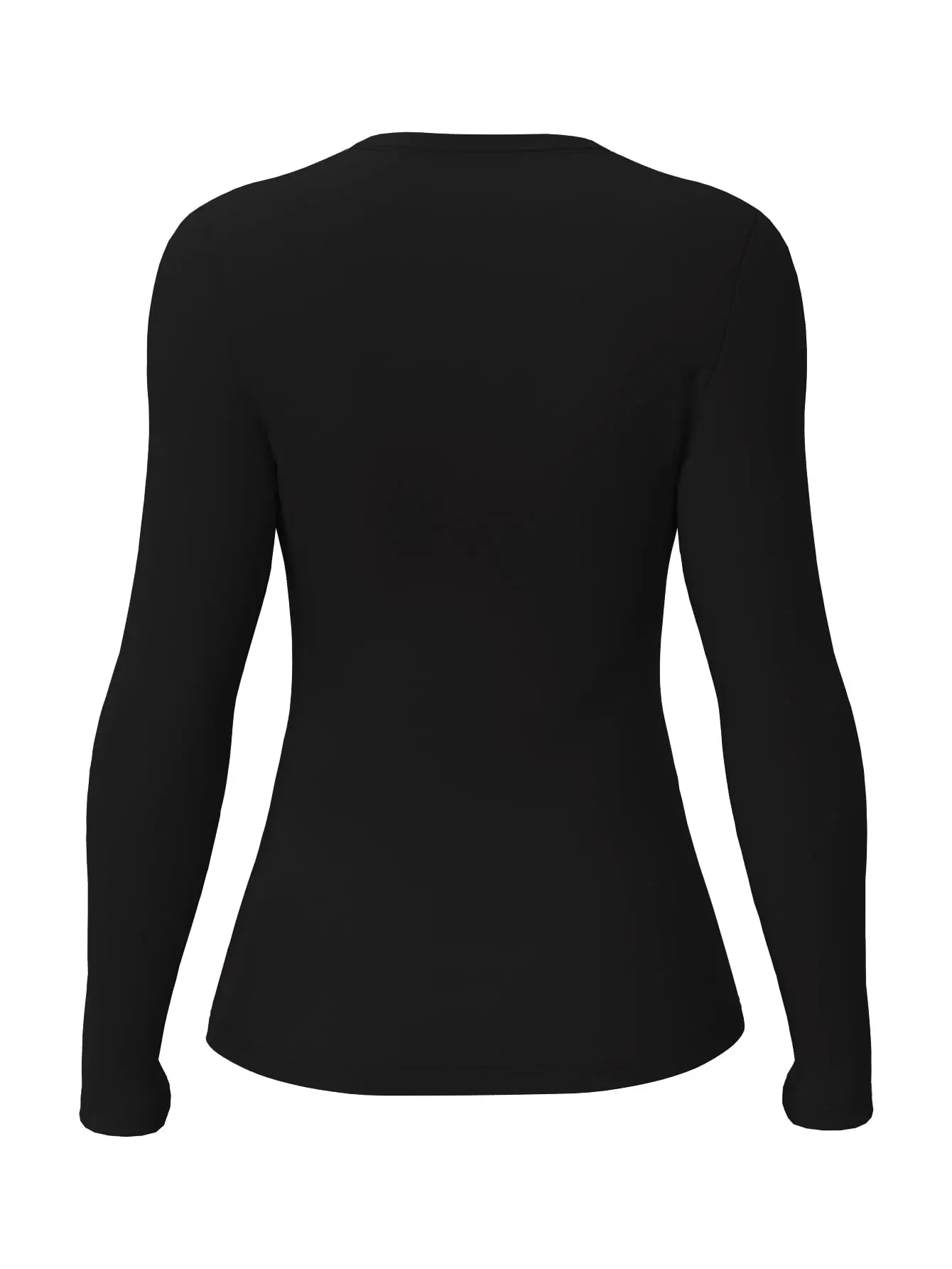 Women's Solid Color Crew Neck Fitted Long Sleeve Everyday Fitness T-Shirt (US, Alpha, Large, Regular, Long, Black)
