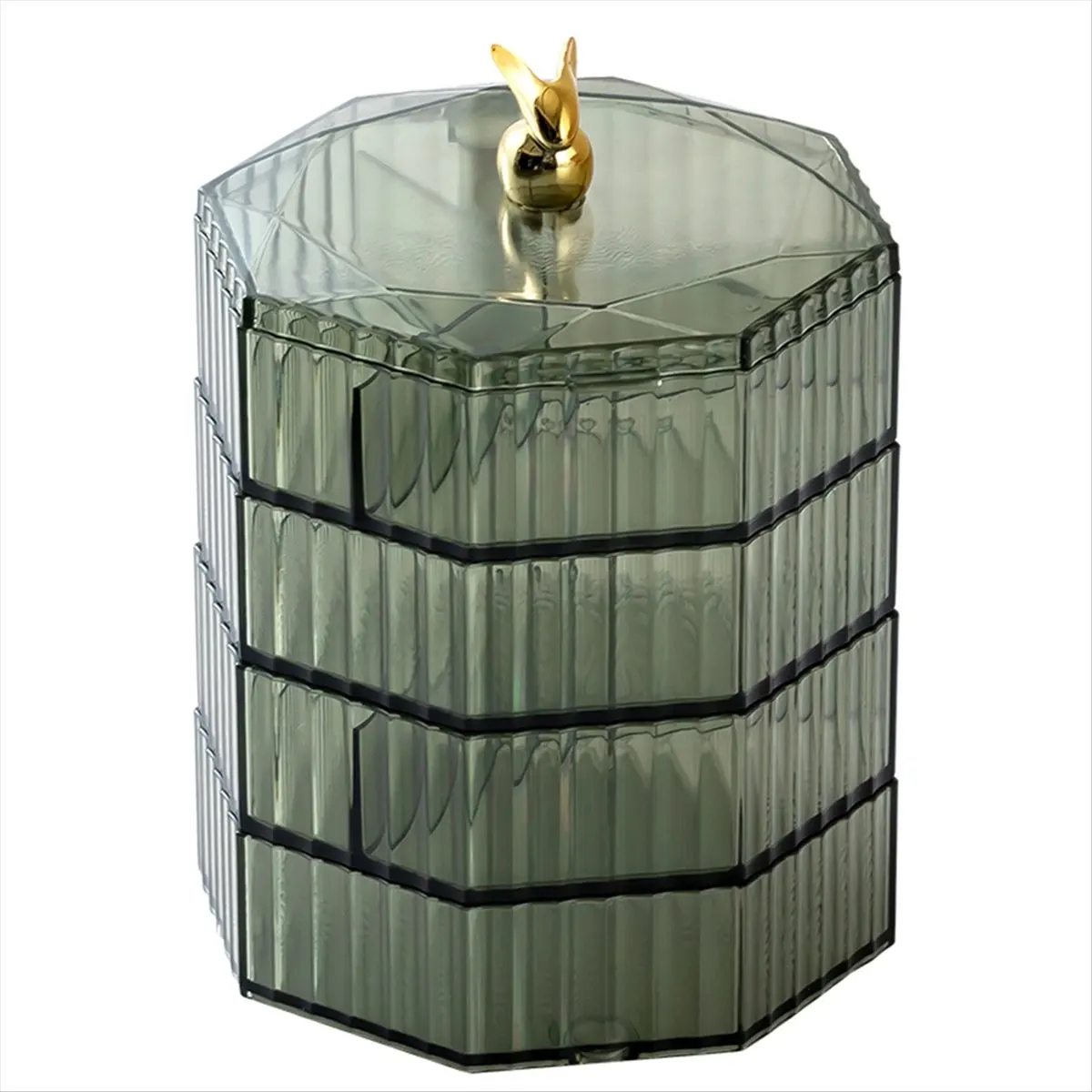*ABAB Jewelry Box,Acrylic Jewelry Organizer with Handle, Clear Jewelry Boxes for Women Girls, Make Up Organizer Green