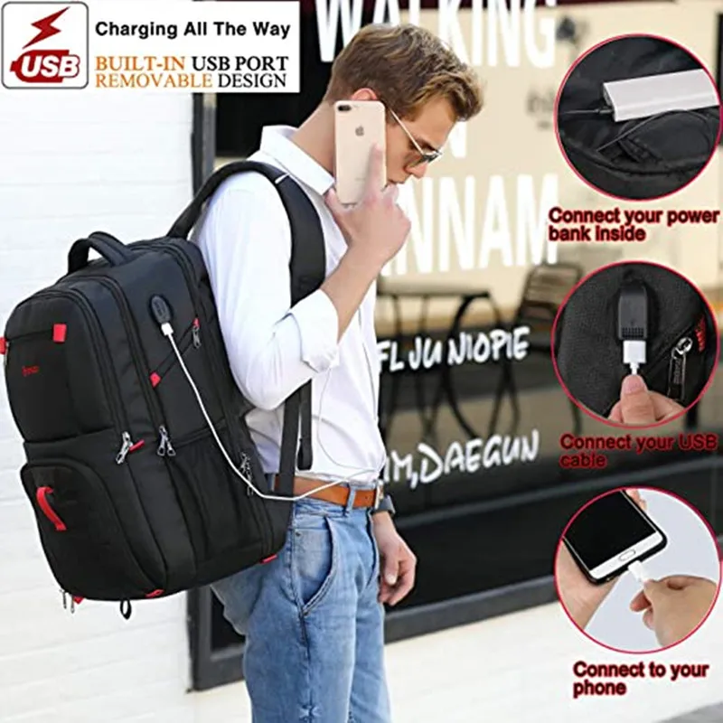 2023 New POSO Backpack 17.3Inch Laptop Backpack Fashion Business Travel Backpack Nylon Waterproof Anti-Theft Student Backpack