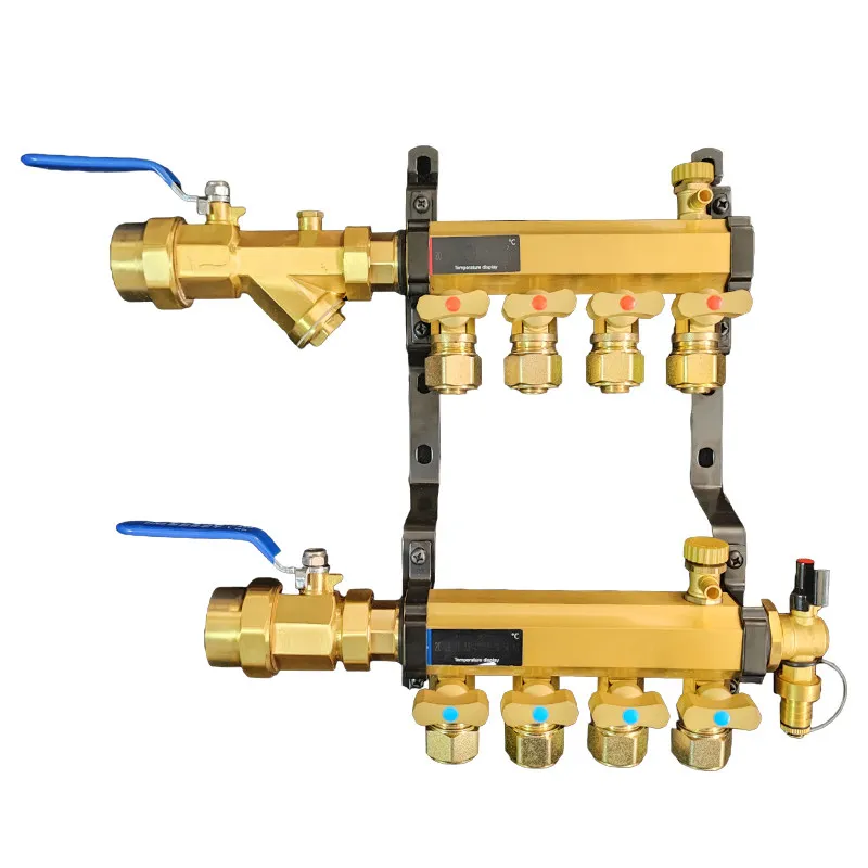 1 inch 4 road home pure copper 4 points all copper integrated heating floor heating large flow water separator