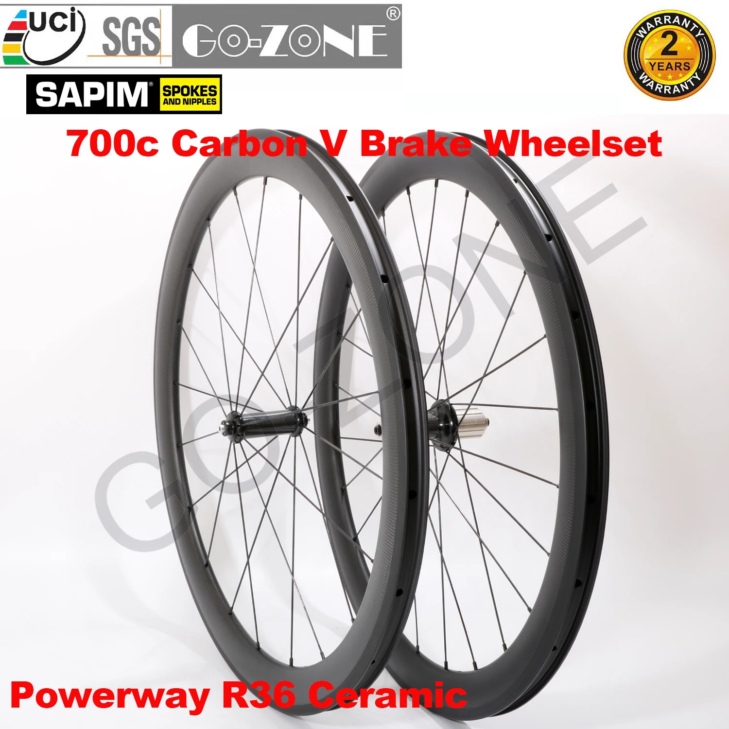 

Ceramic Hubs Carbon 700c Wheelset U Shape Clincher Tubeless Powerway R36 Sapim Basalt Brake Edge Carbon Road Rim Brake Wheels