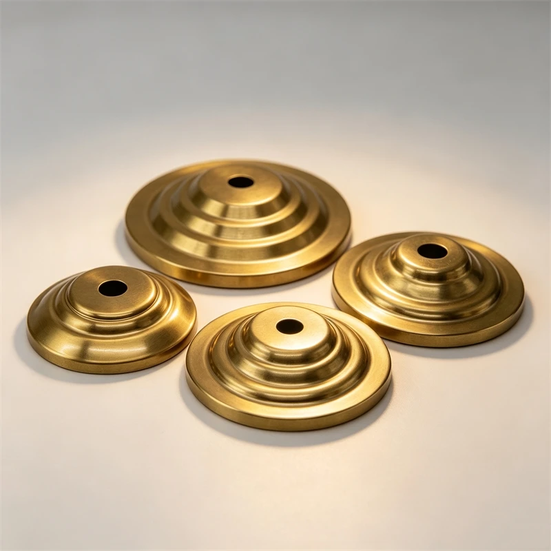 Iron Electroplated Brass Color Lamp Canopy, Multi‑Size 52mm 61mm 81mm 101mm, Light Fixture Base Cover Replacement