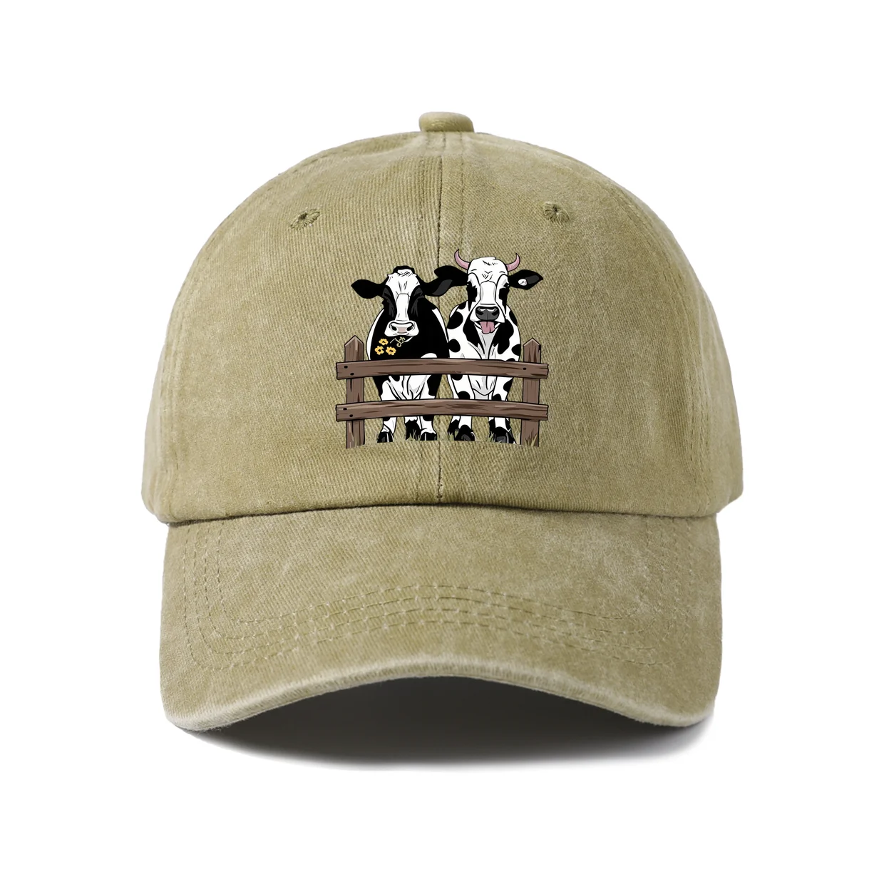 Farm Cow Friends Graphic Baseball Cap, Vintage Washed Adjustable Unisex Dad Hat, Casual Gift