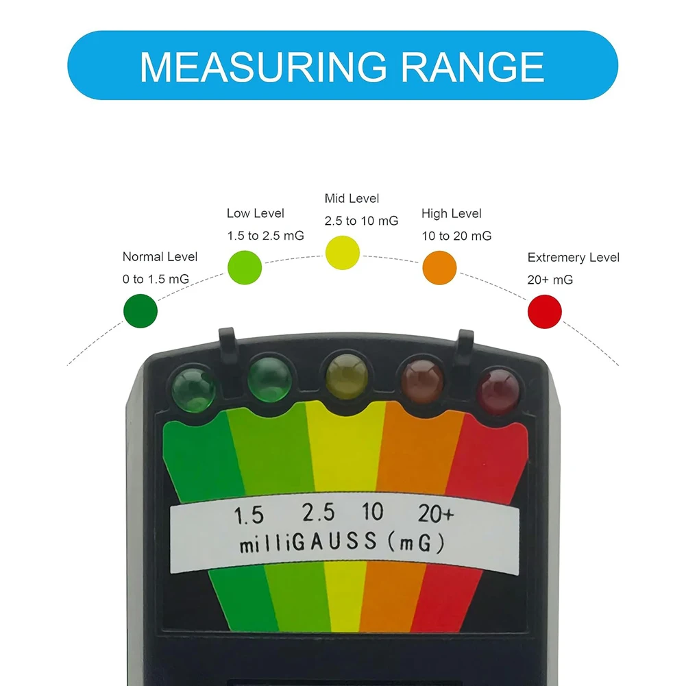 Medidor de radiación de campo electromagnético, Kit de equipo de caza fantasma, 5 LED, EMF, 4 luces de movimiento, bolas para gatos, 50Hz-2000MHz