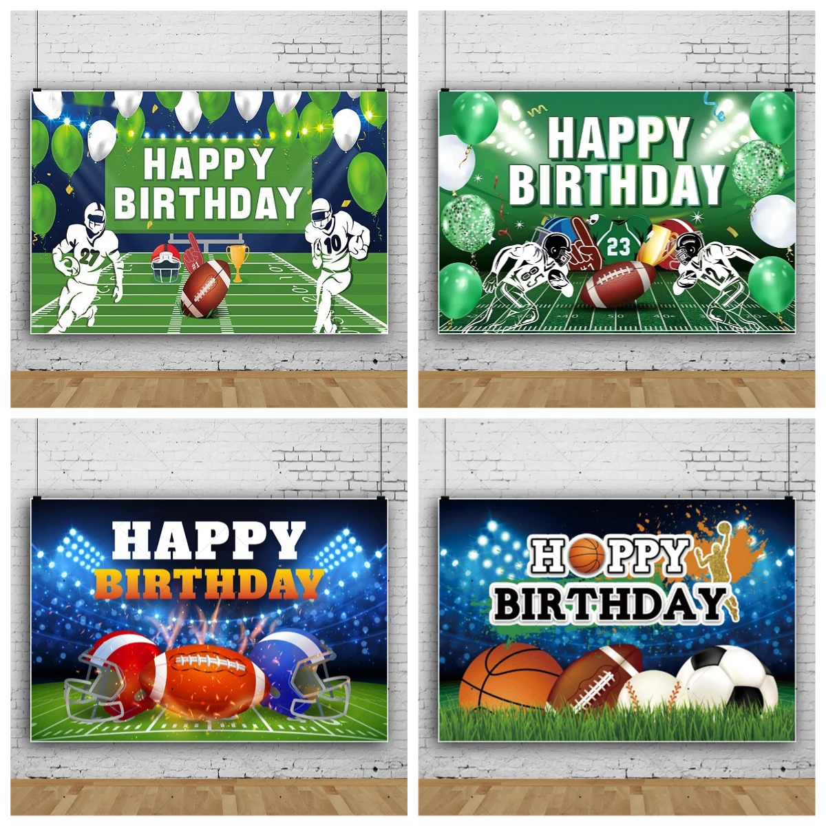 Touch Down Rugby Background Boys Birthday Party Decoration Banner Super Bowl American Football Field Sport Stadium Photo Props