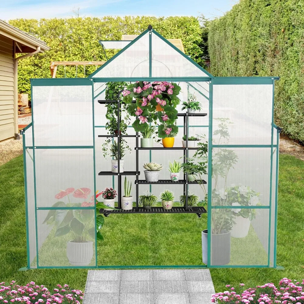 

6x10 Feet Outdoor Greenhouse, Polycarbonate Greenhouse, Winter Plant Aluminum Greenhouse Kit, Small Greenhouse for Outdoor