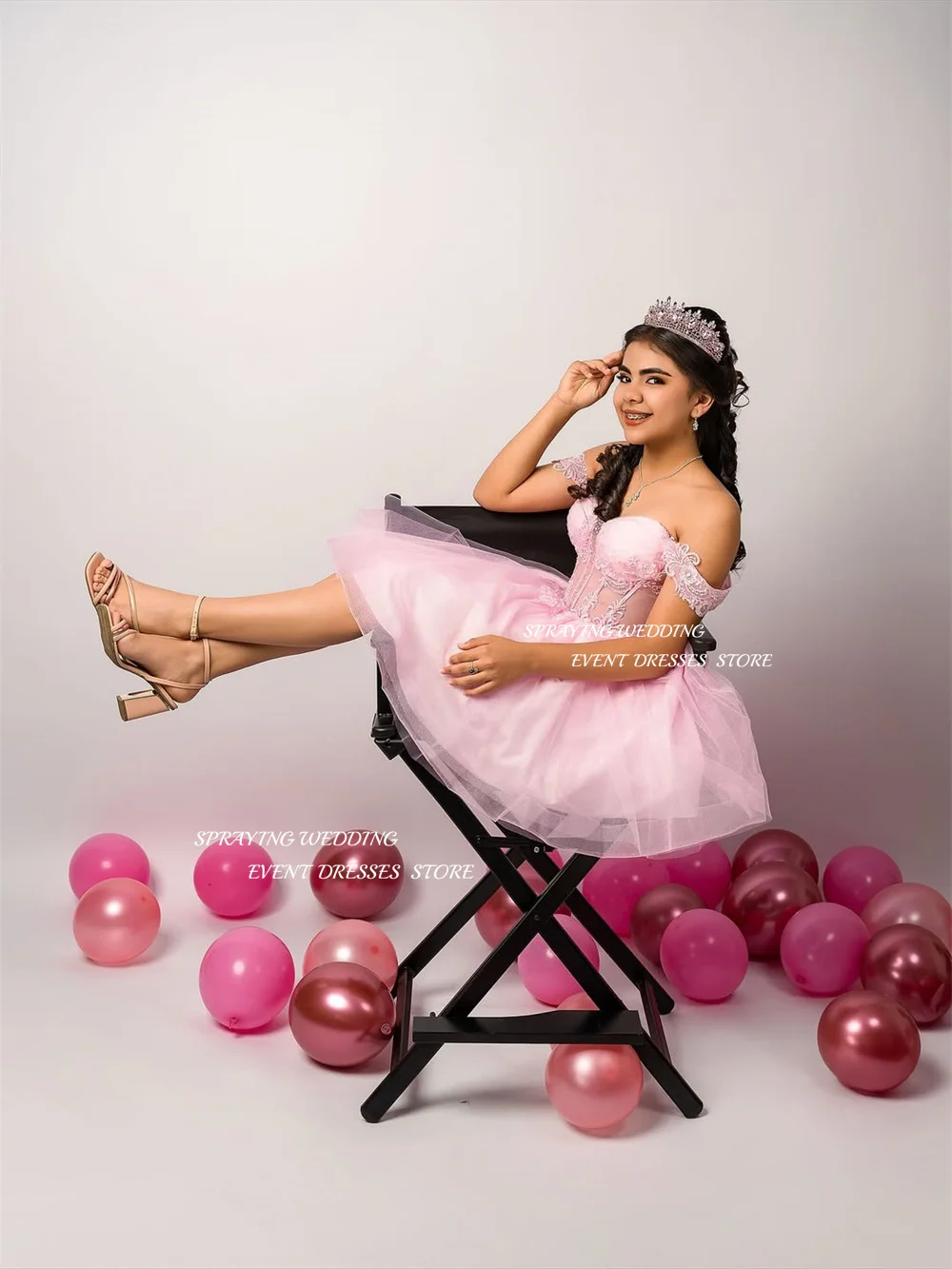 スプレーリング高級ピンクレース誕生日ウエディングドレスセクシーな恋人ミニウェディングパーティードレス A ラインショートカクテルドレスカスタマイズ