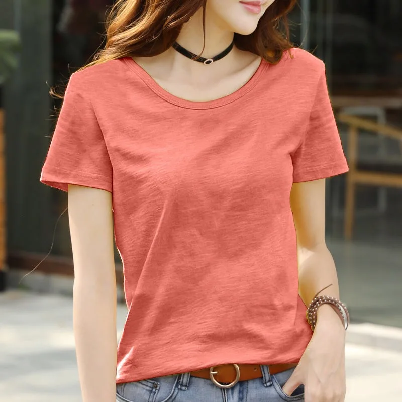 MRMT 2024 Brand New Ladies Short Sleeve T-Shirt Slub Cotton Loose Breathable Pure Cotton T-Shirt Casual Top Women’S Tshirt