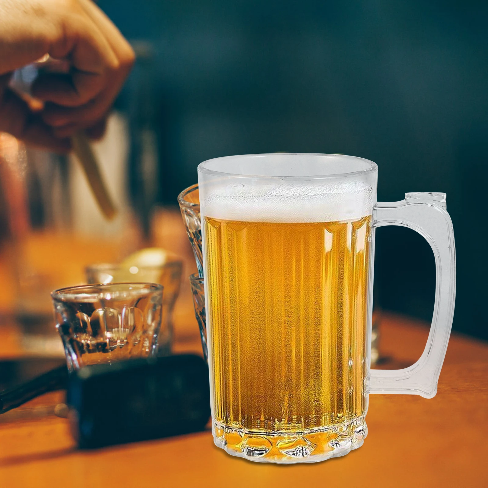 

Large Capacity Beer Mug Acrylic Drinking Cup Household Water Cup Handle Barware Drinkware for Home Bar Plastic Beer Mug