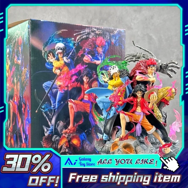 

20 см НОВЫЙ цельный онигашима, война, Суперноусили, три капитана, Луффи, детская правая сцена, фигурка, статуя, подарок на Рождество, день рождения, Новый год