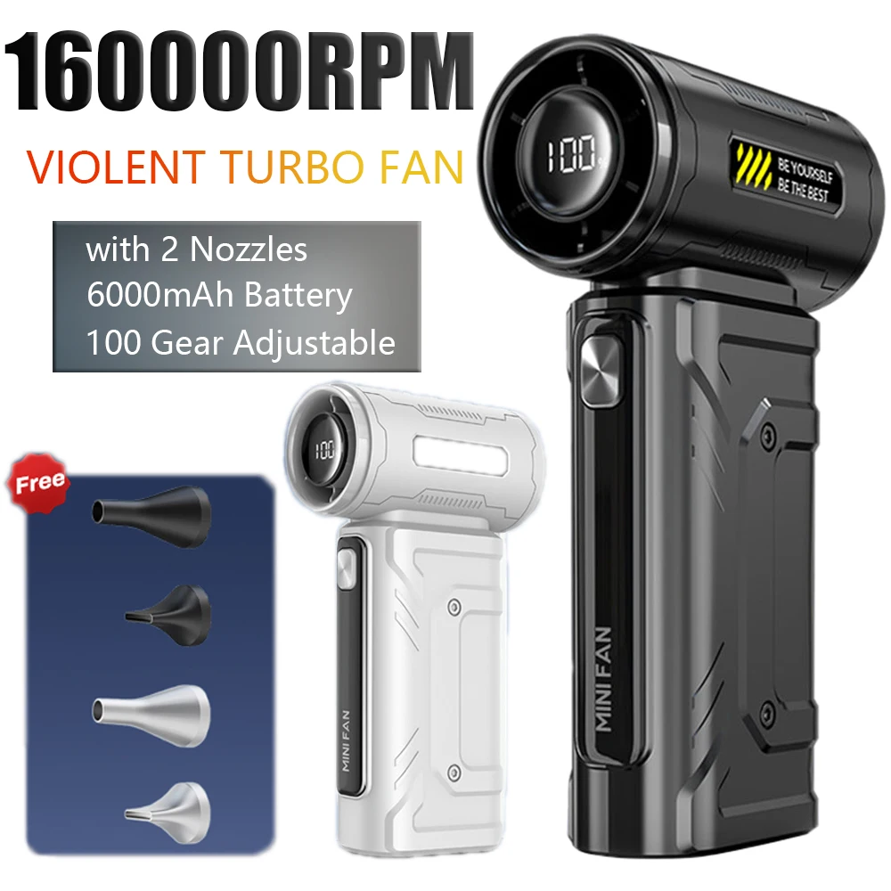 

New 160000RPM Violent Car Blower Fan Brushless Turbo JetFan 100 Gear Rechargeable Electric Air Fan for Keyboard Cleaning Blowing