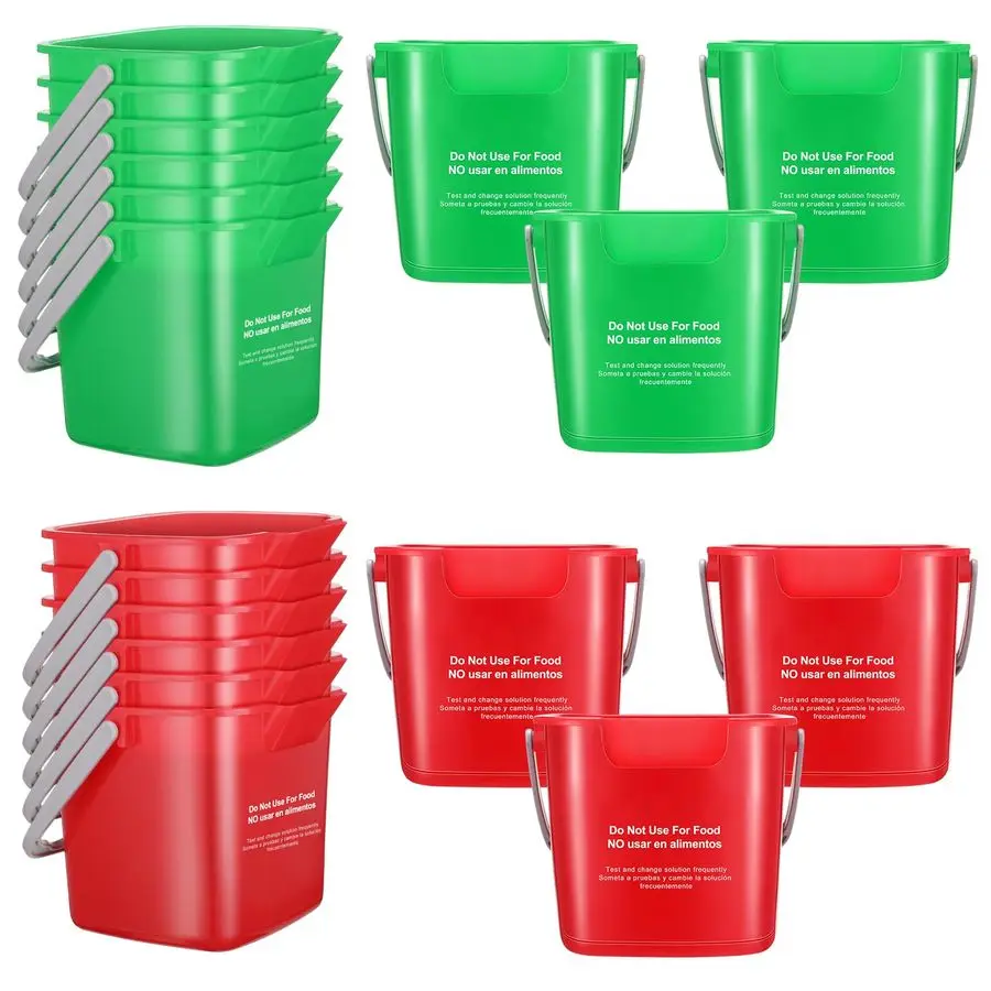 

12 Pcs 3 Quart Cleaning Bucket Small Sanitizing Square Bucket Detergent Pail for Home Office Commercial Restaurant Kitchen Bathr