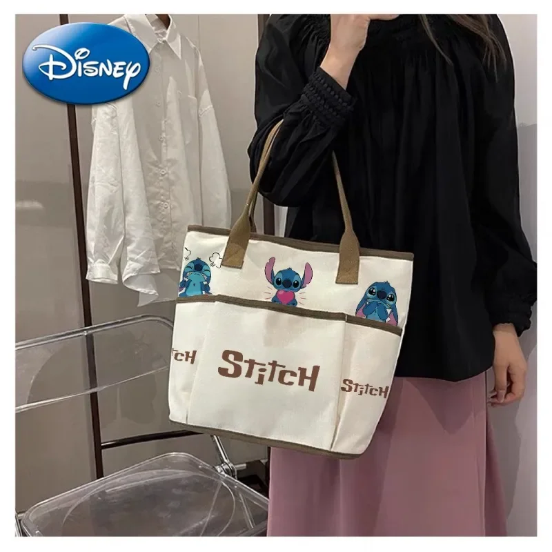 

Canvas Bag Female Cartoon Cute and Versatile Single Shoulder Large Capacity Book Holder Student Class Commuting Handheld Stitch