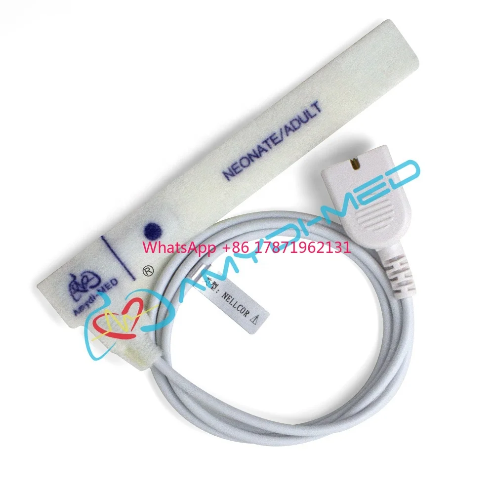 Amydi-med Compatible For NIHON KOHDEN DB9-9P SpO2 Probe  0.9m White Cable Adult Neonatal Sponge Sp02 Sensor