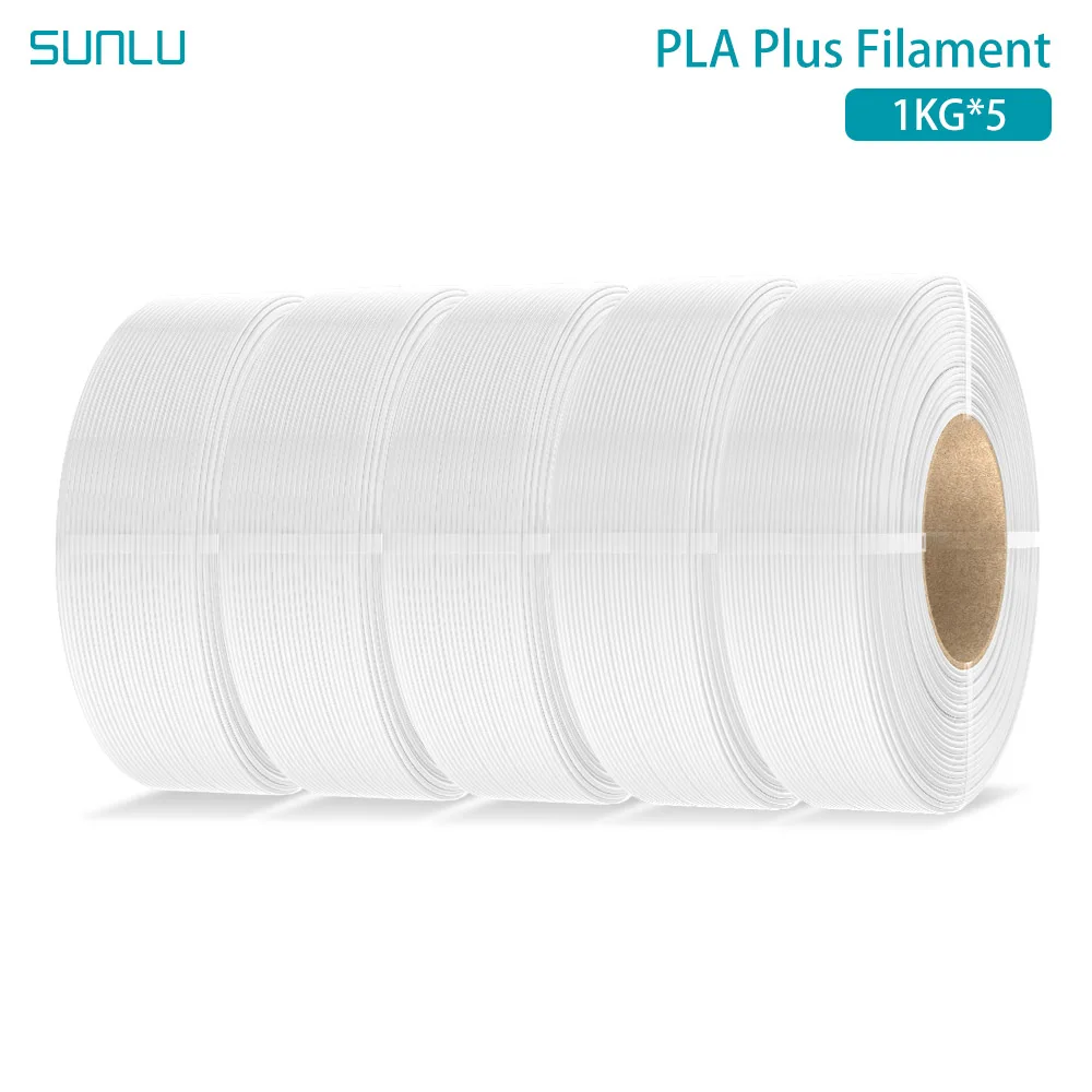 SUNLU PLA PLUS 5KG 3D-Drucker Filament Nachfüllpackung PLA+ 1,75mm 1KG, Wiederverwendbare Spulen Kompatibel mit Bambu Lab A1 Drucker