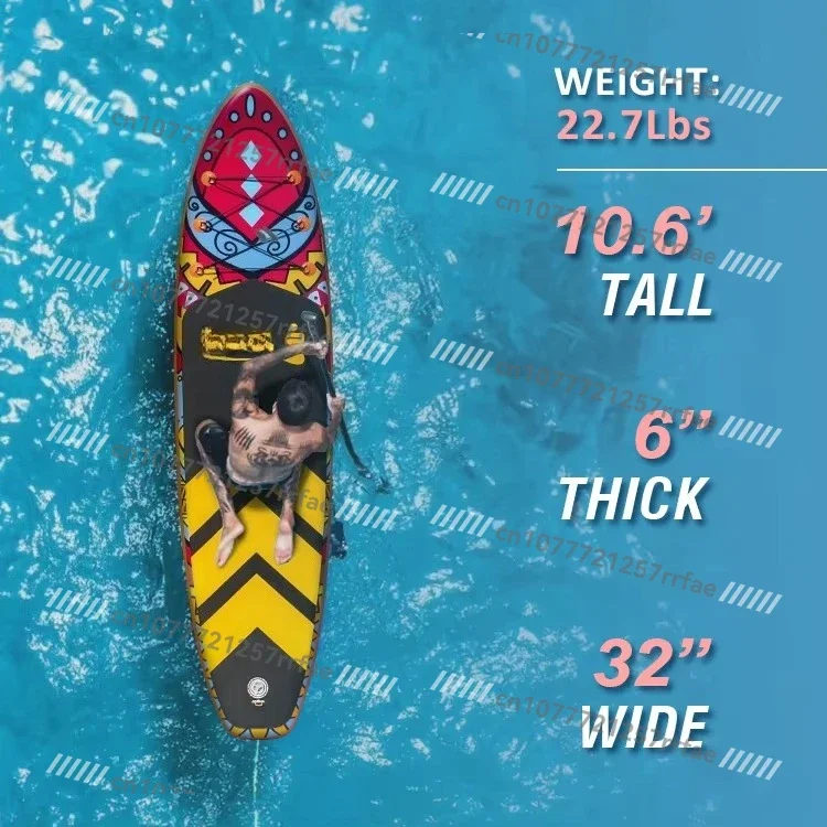 10.6-Foot Inflatable Stand Up Paddle Board Set with Seat, Carbon Paddle, Pump, Backpack with UV Printing and Custom Logo