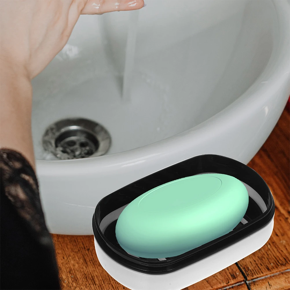 

2pcs Layer Drain Soap Dish White Portable Travel Case Camping Holder Bar Container Storage Travel Soap Box Box