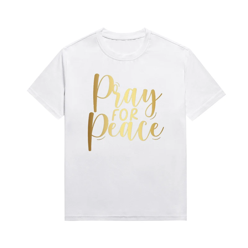 

Piay For Peace Slogan Women's Top Casual Basic Style Cotton Tee Custom T Shirt Melanin Aesthetic Clothing