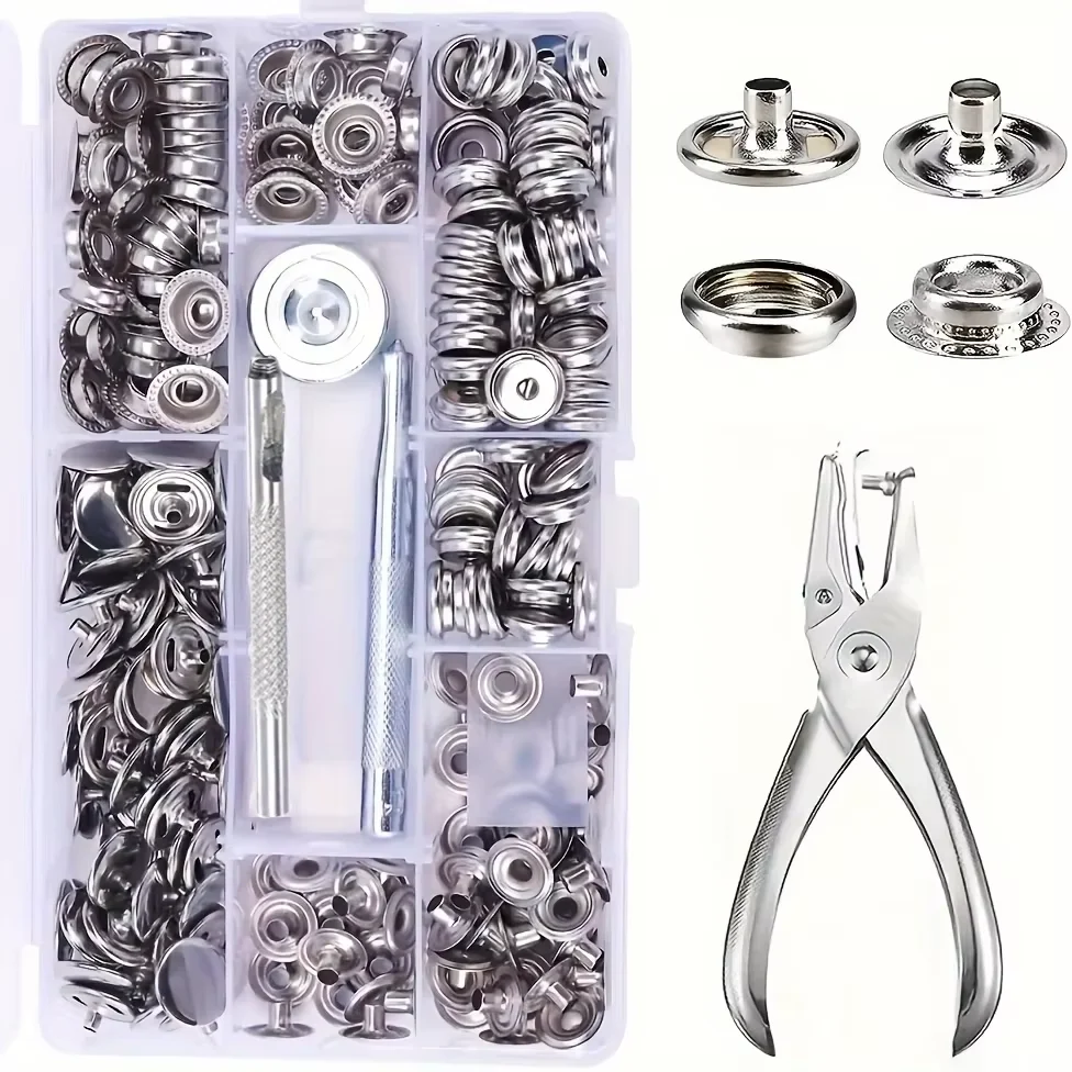 

100/270-Pieces Stainless Steel Marine Grade Canvas and Upholstery Boat Cover Snap Button Fastener Kit with Setting Tool